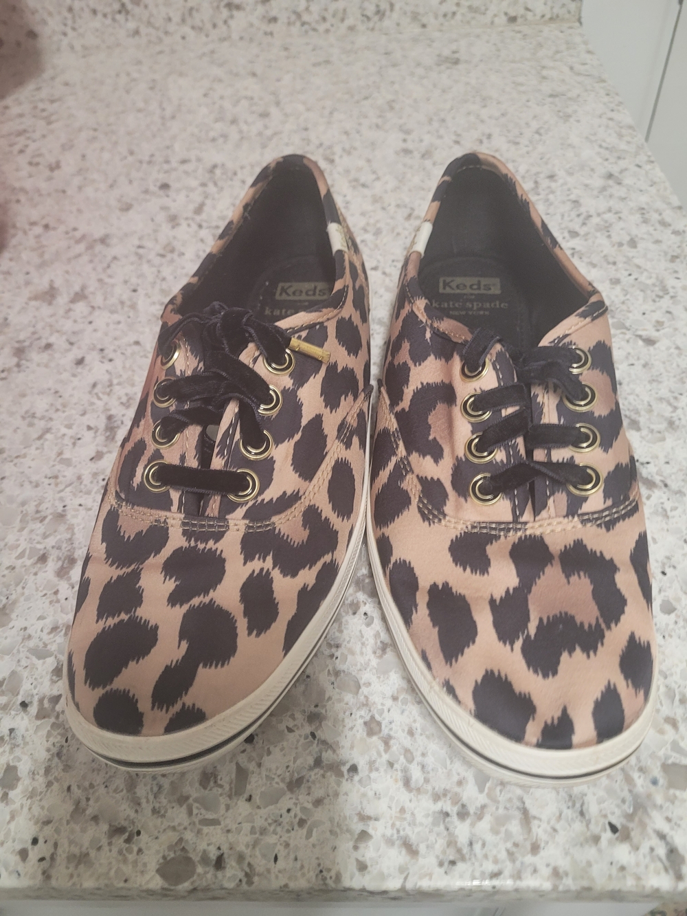 Keds Women's Leopard Print Lace-Up Sneakers in Tan and Black